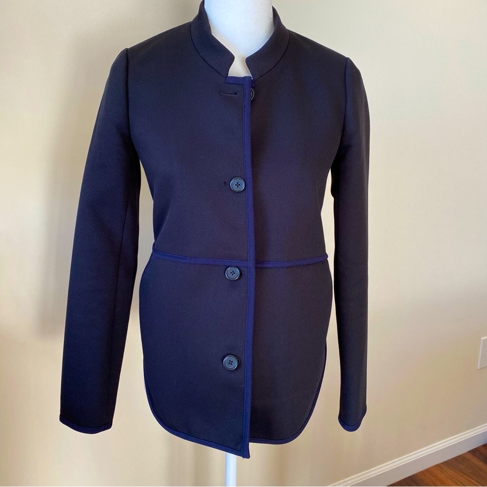 4/$20 J. Crew Twill Ribbed Heavyweight Blazer Jacket Mandarin Collar Round Hem